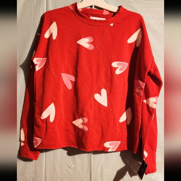 Junior Size Small, Two Tone Heart Print, Boxy Sweater and Short Set Sleepwear - Picture 1 of 2